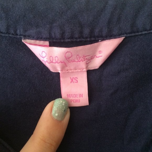 Lilly Pulitzer Navy Blue Elastic Waist Dress E1136 - Picture 4 of 6